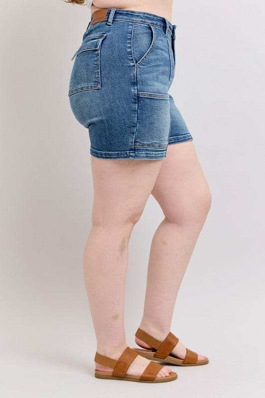 Judy Blue Full Size High Rise Denim Shorts Plus Size - Trendsi - Flyclothing LLC