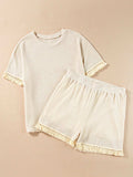 Tassel Round Neck Top and Shorts Set - Trendsi - Flyclothing LLC