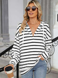 Drawstring Striped Long Sleeve Hoodie - Trendsi - Flyclothing LLC