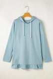 Drawstring Ruffled Dropped Shoulder Long Sleeve Hoodie - Trendsi - Flyclothing LLC