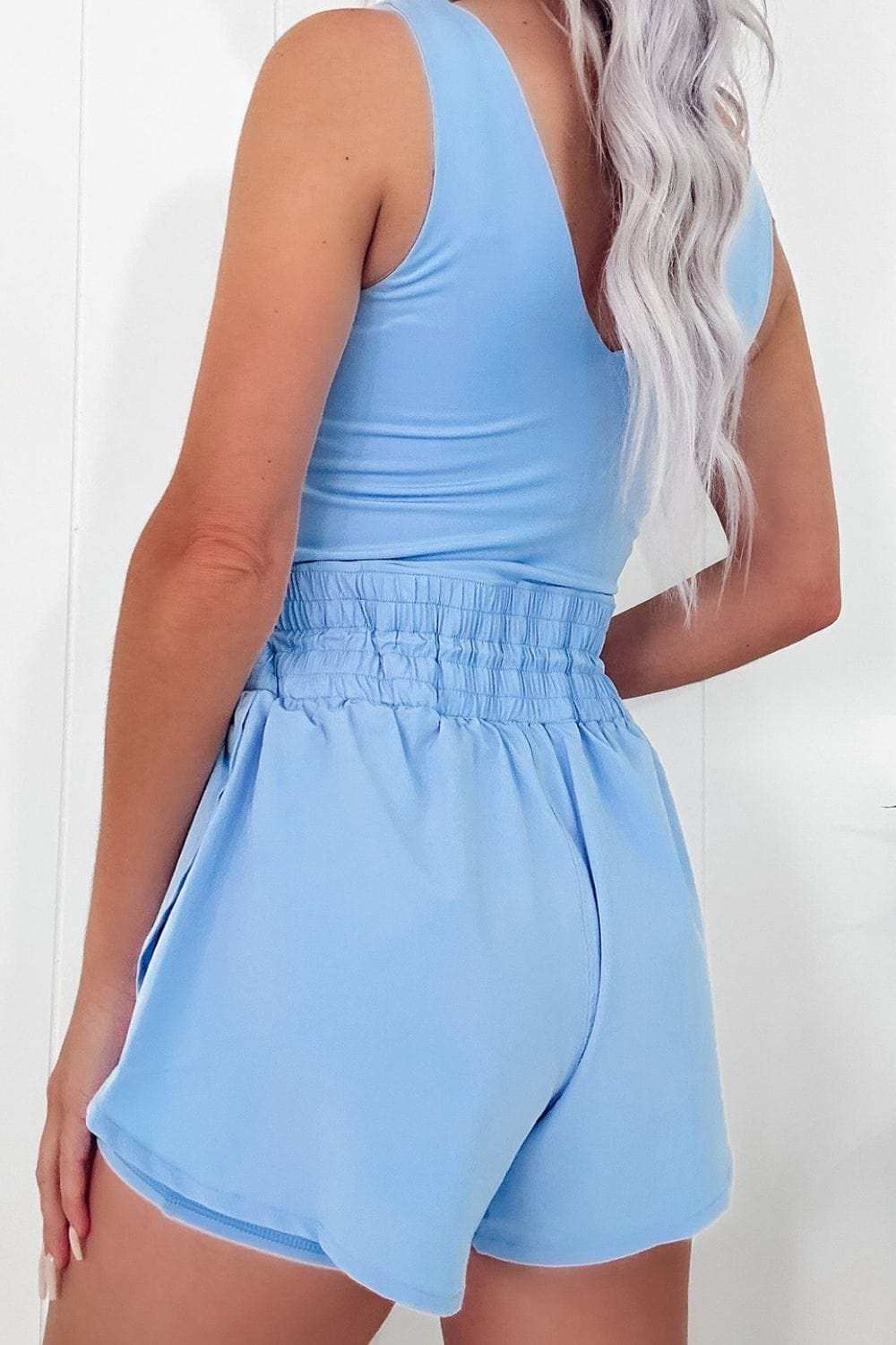 Drawstring Waist Scoop Neck Romper - Trendsi - Flyclothing LLC