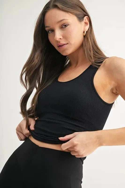 MONO B Classic Seamless Ribbed Tank - Trendsi - Flyclothing LLC