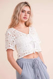 VERY J Front Tie Crochet Crop Top - Trendsi - Flyclothing LLC