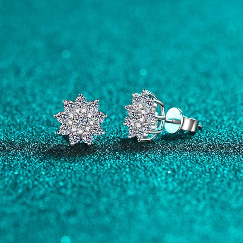 925 Sterling Silver Moissanite Zircon Stud Earrings - Trendsi - Flyclothing LLC