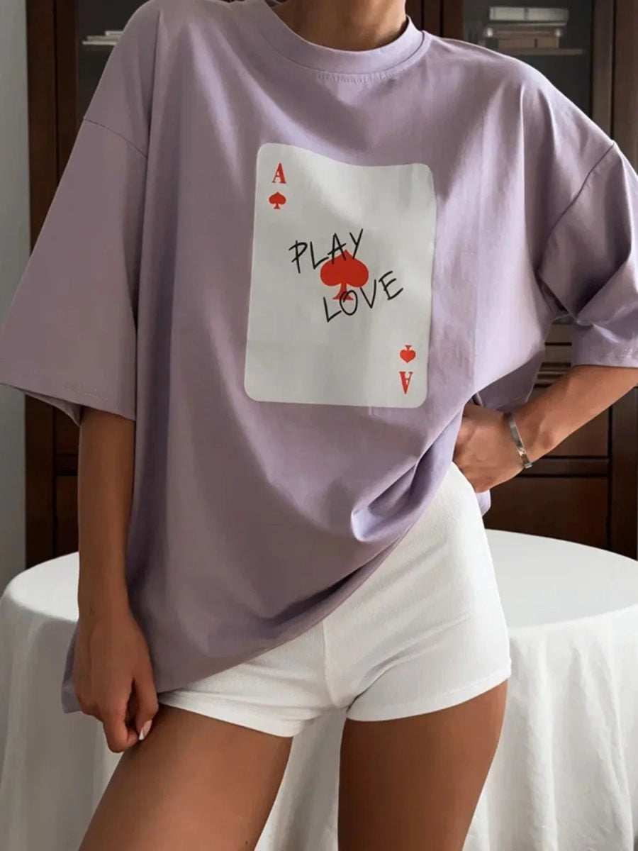 Graphic Round Neck Half Sleeve T-Shirt - Trendsi - Flyclothing LLC