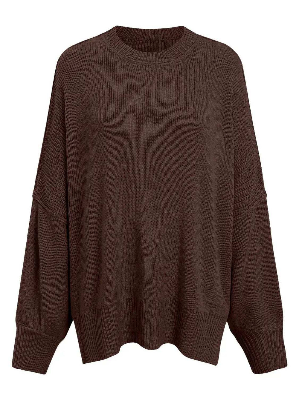 Round Neck Long Sleeve Sweater - Trendsi - Flyclothing LLC