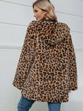 Fuzzy Leopard Hooded Long Sleeve Jacket - Trendsi - Flyclothing LLC