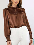 Frill Tied Lantern Sleeve Blouse - Trendsi - Flyclothing LLC