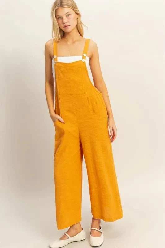 HYFVE Textured Wide Leg Overall - Trendsi - Flyclothing LLC