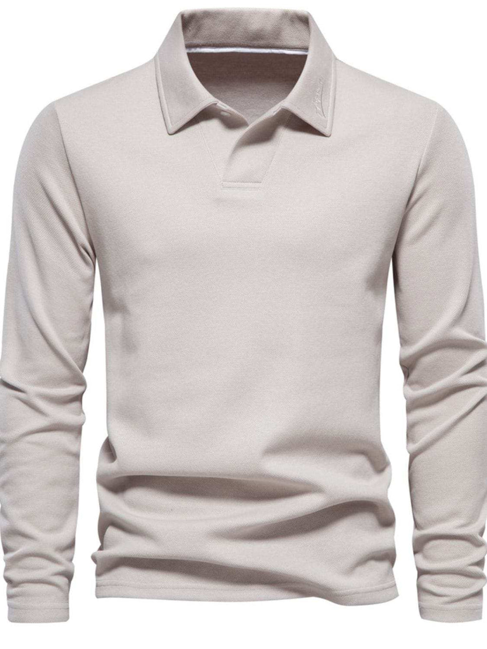 Men's Collared Neck Long Sleeve Polo - Trendsi - Flyclothing LLC