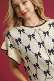 Umgee Bow Knit Ruffle Sleeve Sweater - Trendsi - Flyclothing LLC