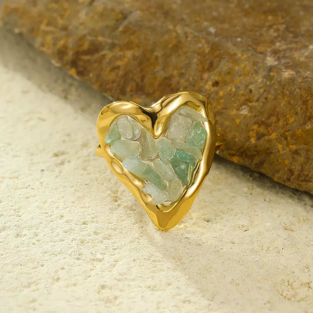 18K Gold-Plated Heart-Shaped Ring - Trendsi - Flyclothing LLC