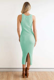 Slit Ribbed Round Neck Sleeveless Dress - Trendsi - Flyclothing LLC