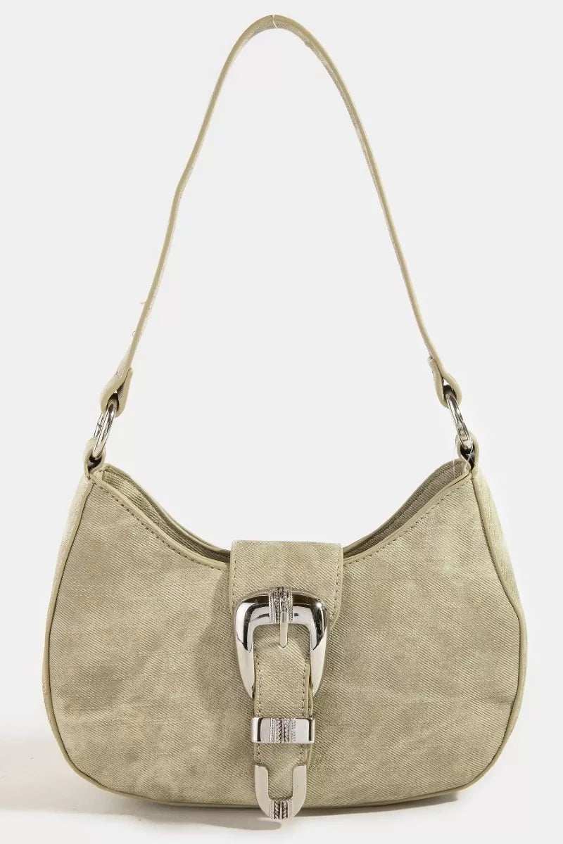 Fame Buckle Detail Hobo Shoulder Bag - Trendsi - Flyclothing LLC