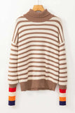 Striped Turtleneck Long Sleeve Sweater - Trendsi - Flyclothing LLC