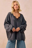 BiBi Mineral Washed French Terry Oversized Sweatshirt - Trendsi - Flyclothing LLC