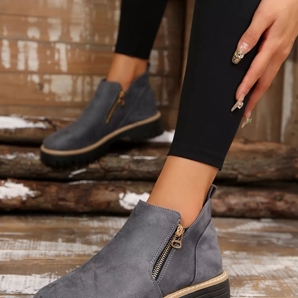 Side Zip Ankle Boots - Trendsi - Flyclothing LLC