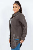 American Bazi Distressed Button Up Long Sleeve Denim Jacket - Trendsi - Flyclothing LLC