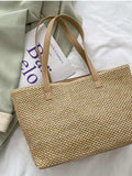 Solid Color Woven Tote Bag - Trendsi - Flyclothing LLC