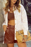 Leopard Collared Neck Dropped Shoulder Jacket - Trendsi - Flyclothing LLC