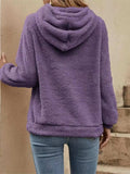 Drawstring Long Sleeve Fuzzy Hoodie - Trendsi - Flyclothing LLC