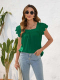 Ruffled Square Neck Cap Sleeve Blouse - Trendsi - Flyclothing LLC
