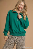 Umgee Half Zip Drop Shoulder Sweatshirt - Trendsi - Flyclothing LLC
