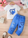 Children's Heart Print Casual Kids Set - Trendsi - Flyclothing LLC