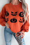 Pumpkin Pattern Round Neck Sweater - Trendsi - Flyclothing LLC