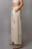 POL Distressed Drawstring Slit Wide leg Pants - Trendsi - Flyclothing LLC