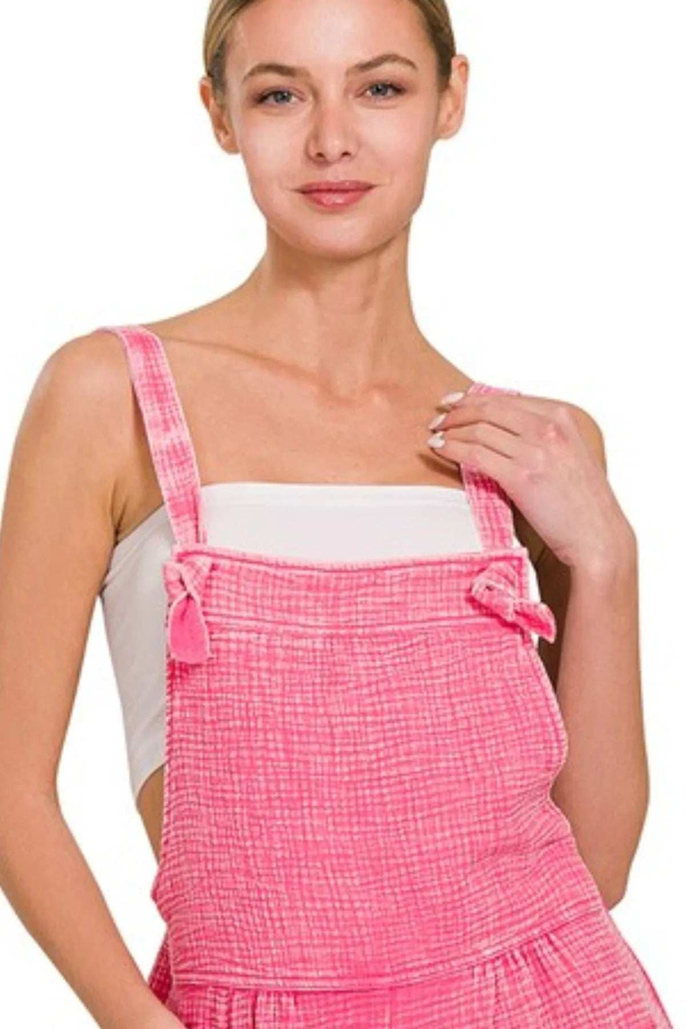 Zenana Woven Double Gauze Acid Washed Romper - Trendsi - Flyclothing LLC