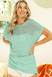 BiBi Openwork Short Sleeve Knit Cover Up - Trendsi - Flyclothing LLC