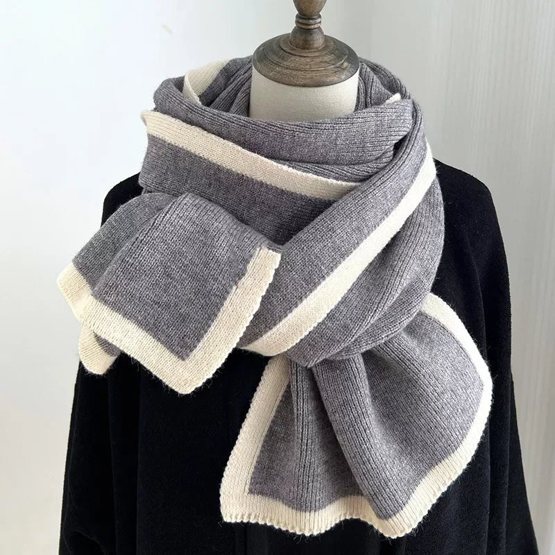 Contrast Trim Winter Scarf - Trendsi - Flyclothing LLC