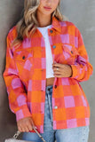 Plaid Collared Neck Button Up Jacket - Trendsi - Flyclothing LLC