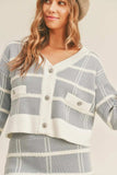 MABLE Plaid Button Down Sweater Cardigan and Mini Skirt Set - Trendsi - Flyclothing LLC