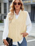 Cable Knit V-Neck Sweater Vest - Trendsi - Flyclothing LLC