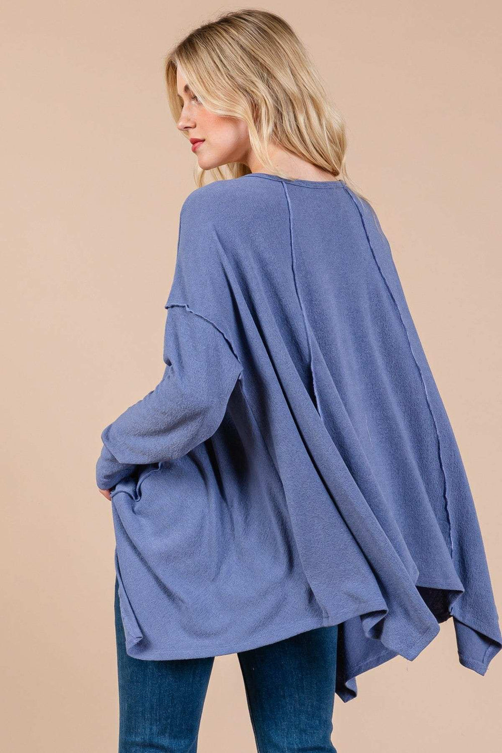 Ces Femme Asymmetrical Long Sleeve top - Trendsi - Flyclothing LLC