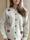 Button Up Round Neck Long Sleeve Cardigan - Trendsi - Flyclothing LLC