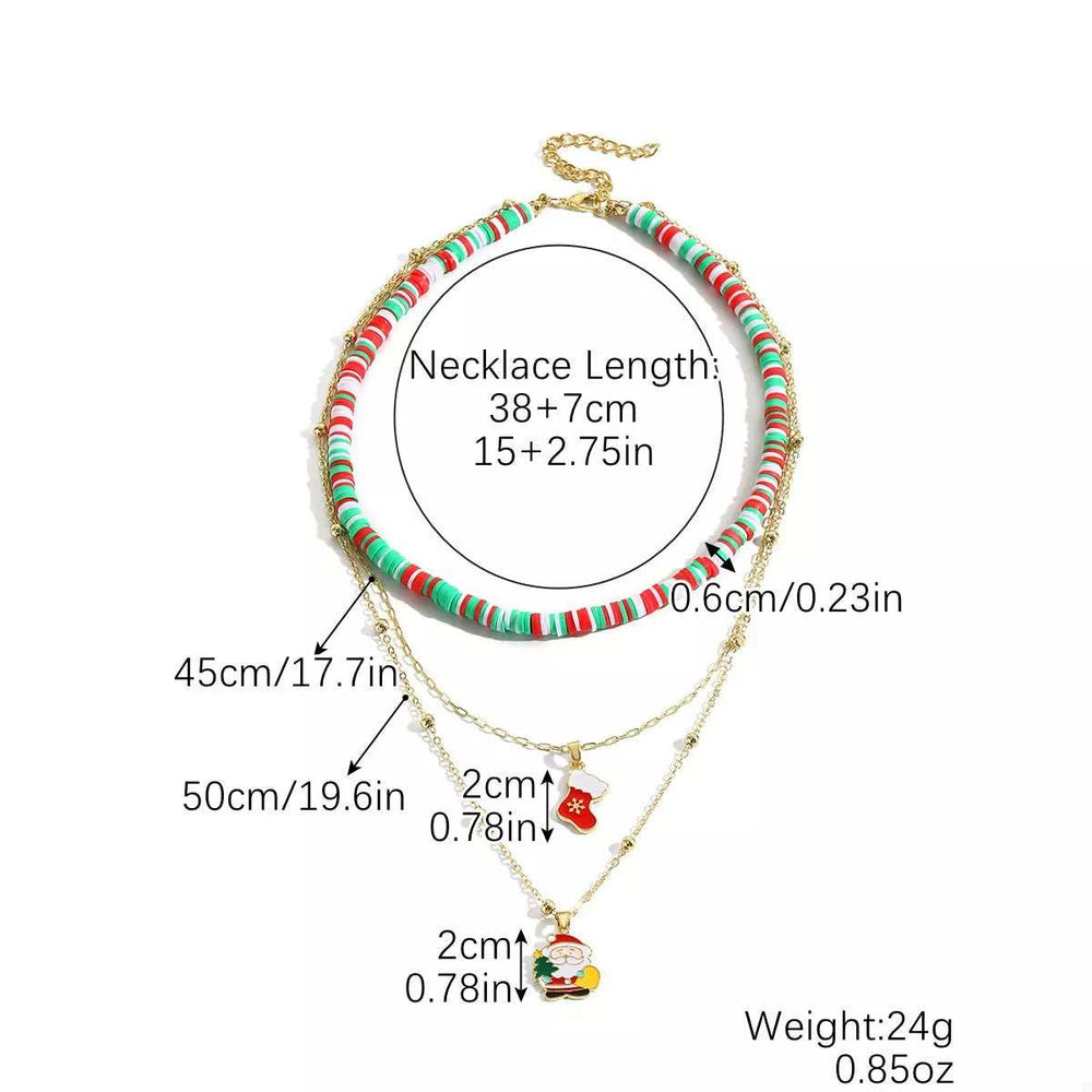 Colorful Christmas Charm Layered Necklace - Trendsi - Flyclothing LLC