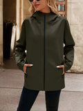 Pocketed Zip Up Hooded Jacket - Trendsi - Flyclothing LLC