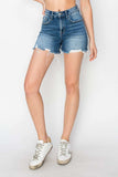 RISEN High Rise Raw Hem Distressed Denim Shorts - Trendsi - Flyclothing LLC