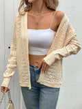 Openwork Button Up Long Sleeve Cardigan - Trendsi - Flyclothing LLC