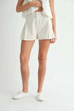 MABLE Pleated High Waist Twill Shorts - Trendsi - Flyclothing LLC