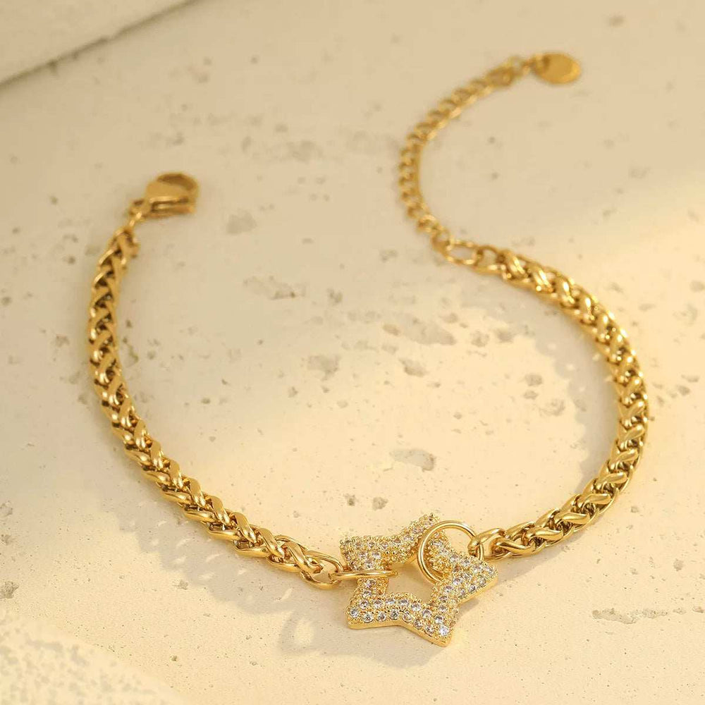 18K Gold-Plated Rhinestone Chain Bracelet - Trendsi - Flyclothing LLC
