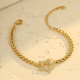 18K Gold-Plated Rhinestone Chain Bracelet - Trendsi - Flyclothing LLC