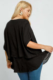 Umgee Full Size Cuffed Half Sleeve Layered Top Plus Size - Trendsi - Flyclothing LLC