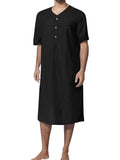 Men's Full Size Button Detail Short Sleeve Lounge Dress Plus Size - Trendsi - Flyclothing LLC