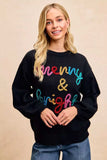 BiBi Tinsel Lettering Christmas Sweater - Trendsi - Flyclothing LLC