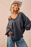 BiBi Mineral Washed French Terry Oversized Sweatshirt - Trendsi - Flyclothing LLC