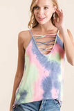 BiBi Tie Dye Terry Camisole with Caged Neck - Trendsi - Flyclothing LLC